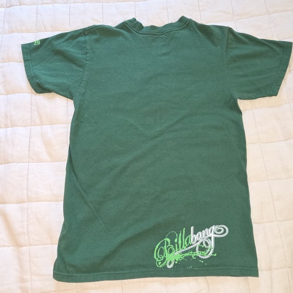Vtg‎ Billabong Green Graphic T-Shirt Double-sided 90s Y2K Skater Surf S - Picture 2 of 7
